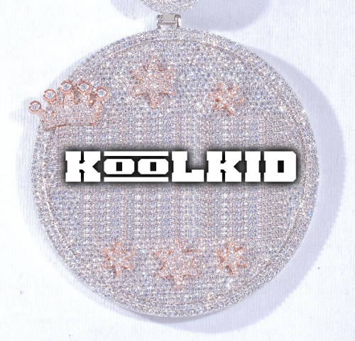 CUSTOM LETTER NECKLACE 3D BIG CROWN DISC