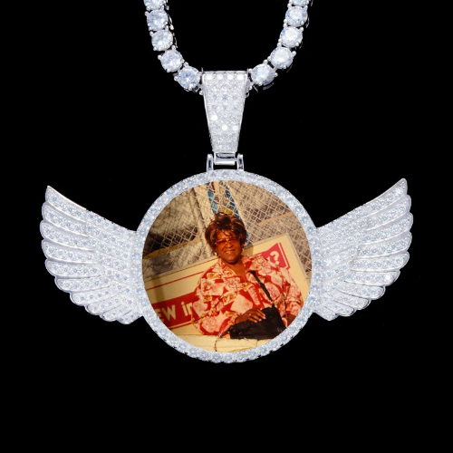 925S & VVS Moissanite 3D Wing Custom Picture Pendant