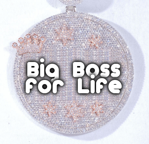 CUSTOM LETTER NECKLACE 3D BIG CROWN DISC