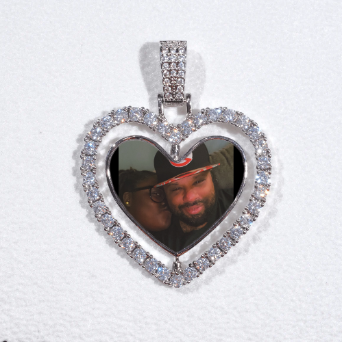 3D Spinning 2-Faced Heart Custom Picture Pendant