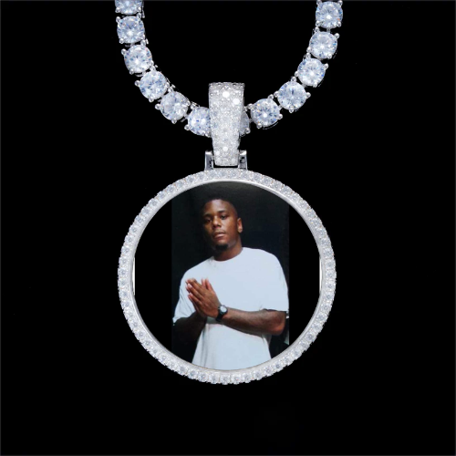 925S & VVS Moissanite 3D Circle Custom Picture Pendant