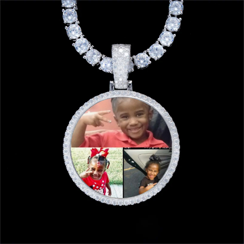 925S & VVS Moissanite 3D Circle Custom Picture Pendant