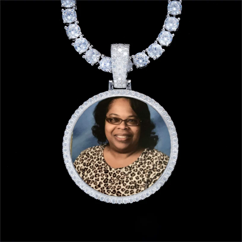 925S & VVS Moissanite 3D Circle Custom Picture Pendant