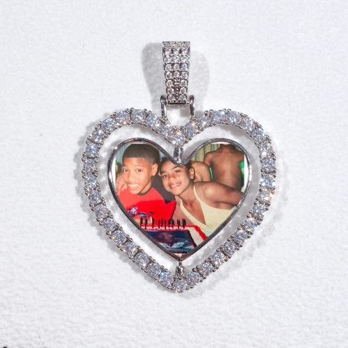 3D Spinning 2-Faced Heart Custom Picture Pendant