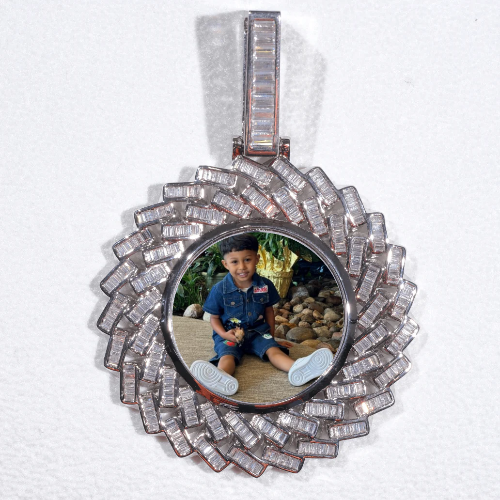 Large 3D Baguette Custom Picture Pendant