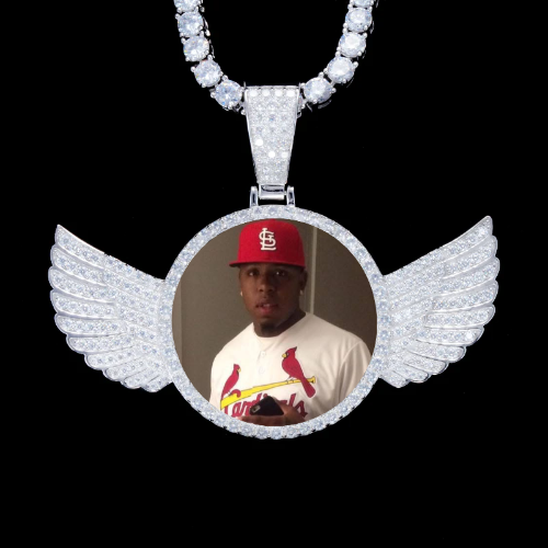925S & VVS Moissanite 3D Wing Custom Picture Pendant
