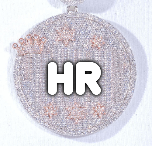 CUSTOM LETTER NECKLACE 3D BIG CROWN DISC