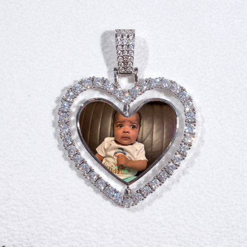 3D Spinning 2-Faced Heart Custom Picture Pendant