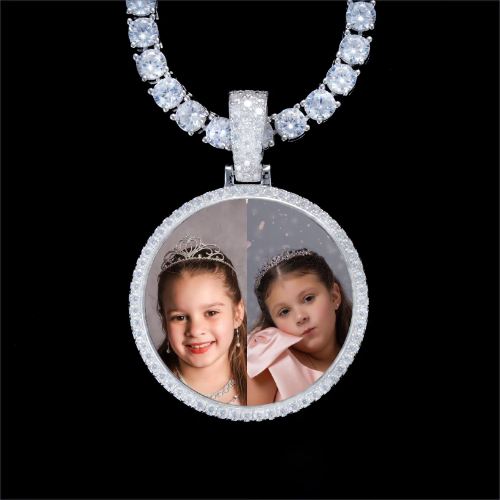 925S & VVS Moissanite 3D Circle Custom Picture Pendant