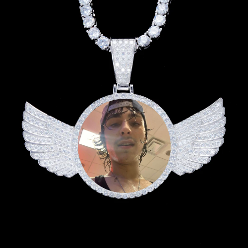 925S & VVS Moissanite 3D Wing Custom Picture Pendant