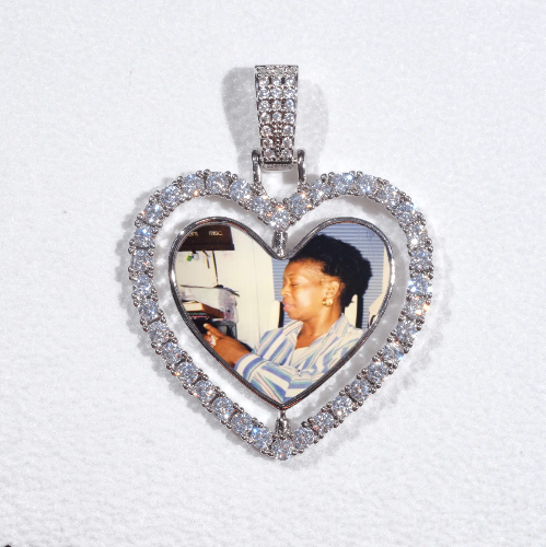 3D Spinning 2-Faced Heart Custom Picture Pendant