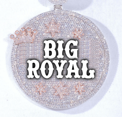 CUSTOM LETTER NECKLACE 3D BIG CROWN DISC