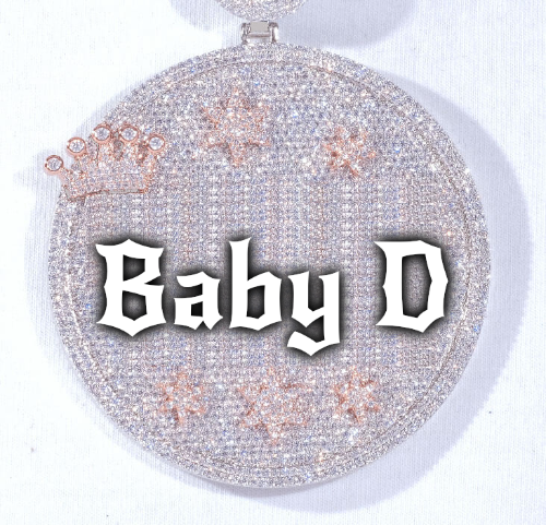 CUSTOM LETTER NECKLACE 3D BIG CROWN DISC