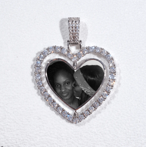 3D Spinning 2-Faced Heart Custom Picture Pendant
