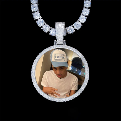 925S & VVS Moissanite 3D Circle Custom Picture Pendant