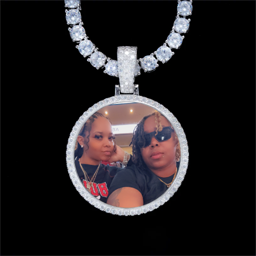 925S & VVS Moissanite 3D Circle Custom Picture Pendant