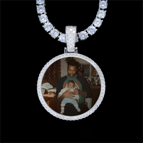 925S & VVS Moissanite 3D Circle Custom Picture Pendant