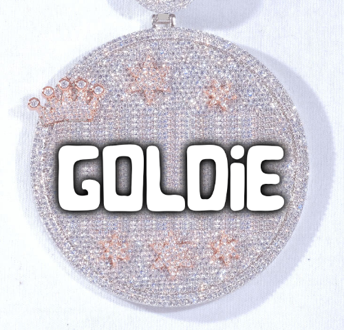 CUSTOM LETTER NECKLACE 3D BIG CROWN DISC