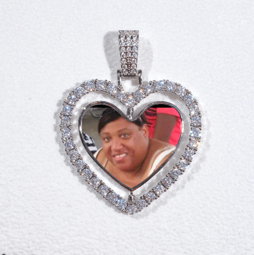 3D Spinning 2-Faced Heart Custom Picture Pendant