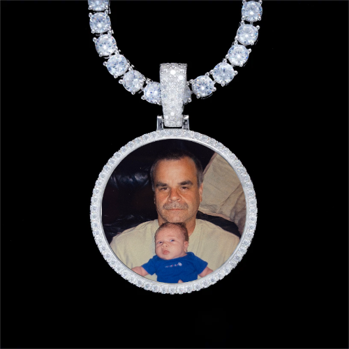 925S & VVS Moissanite 3D Circle Custom Picture Pendant