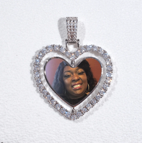 3D Spinning 2-Faced Heart Custom Picture Pendant