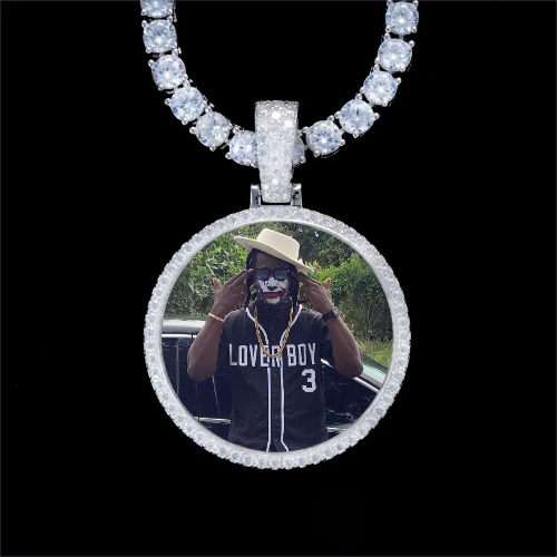 925S & VVS Moissanite 3D Circle Custom Picture Pendant
