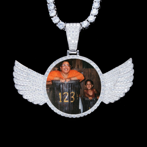 925S & VVS Moissanite 3D Wing Custom Picture Pendant