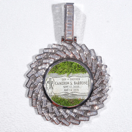 Large 3D Baguette Custom Picture Pendant