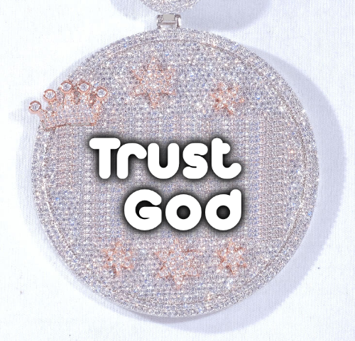 CUSTOM LETTER NECKLACE 3D BIG CROWN DISC