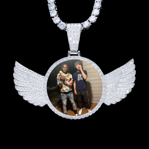 925S & VVS Moissanite 3D Wing Custom Picture Pendant