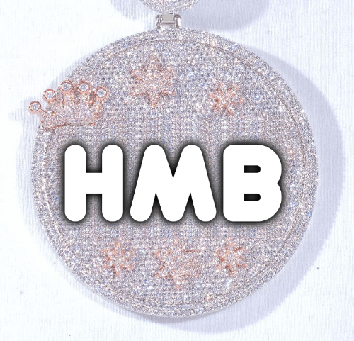 CUSTOM LETTER NECKLACE 3D BIG CROWN DISC