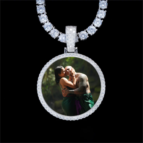 925S & VVS Moissanite 3D Circle Custom Picture Pendant