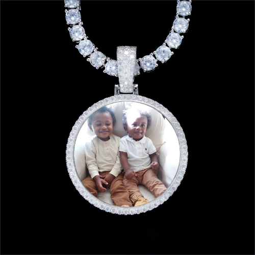 925S & VVS Moissanite 3D Circle Custom Picture Pendant
