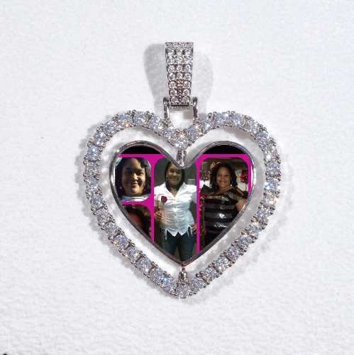 3D Spinning 2-Faced Heart Custom Picture Pendant