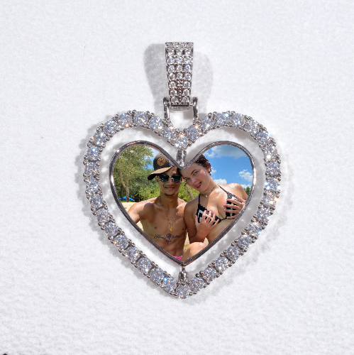 3D Spinning 2-Faced Heart Custom Picture Pendant