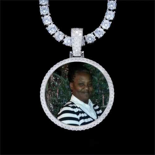 925S & VVS Moissanite 3D Circle Custom Picture Pendant