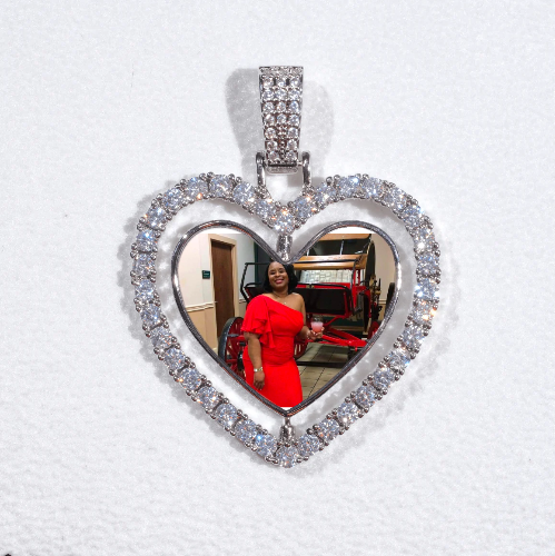 3D Spinning 2-Faced Heart Custom Picture Pendant