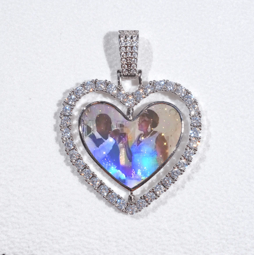 3D Spinning 2-Faced Heart Custom Picture Pendant