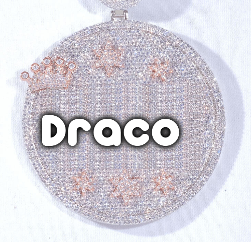 CUSTOM LETTER NECKLACE 3D BIG CROWN DISC