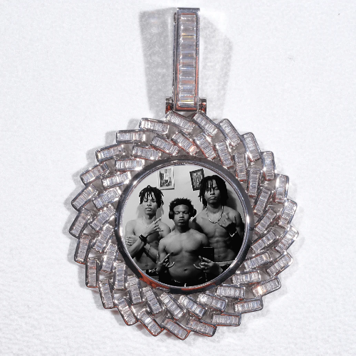 Large 3D Baguette Custom Picture Pendant
