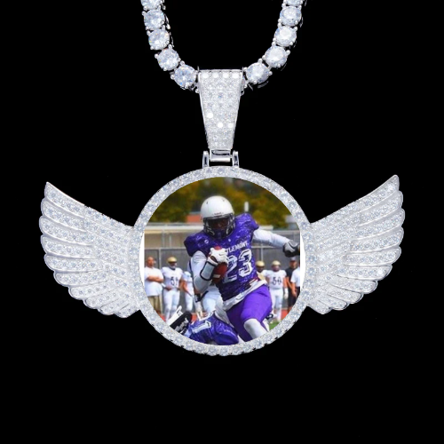 925S & VVS Moissanite 3D Wing Custom Picture Pendant