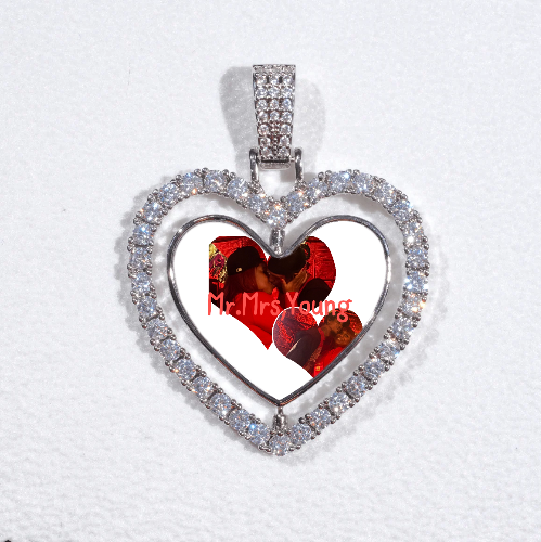 3D Spinning 2-Faced Heart Custom Picture Pendant