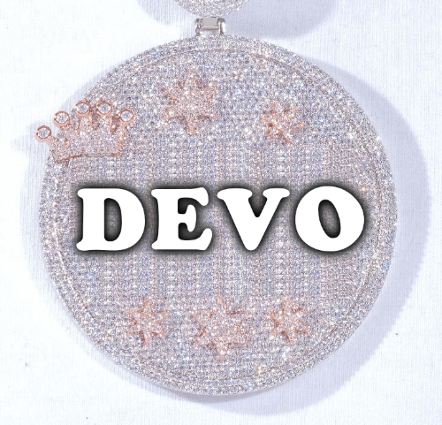 CUSTOM LETTER NECKLACE 3D BIG CROWN DISC