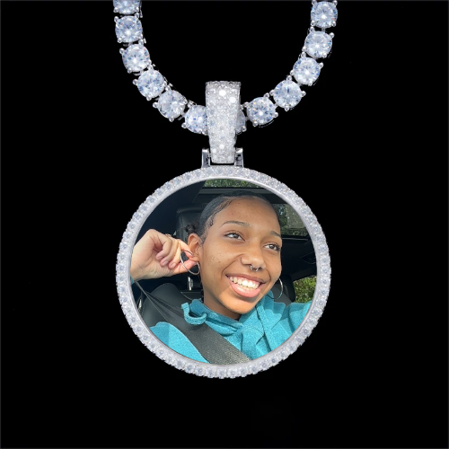 925S & VVS Moissanite 3D Circle Custom Picture Pendant