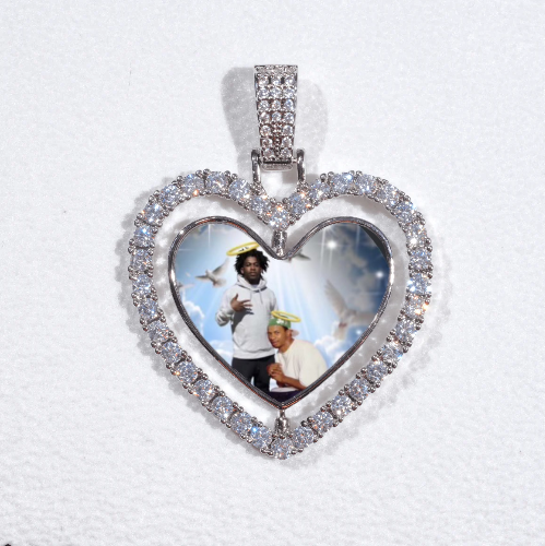 3D Spinning 2-Faced Heart Custom Picture Pendant