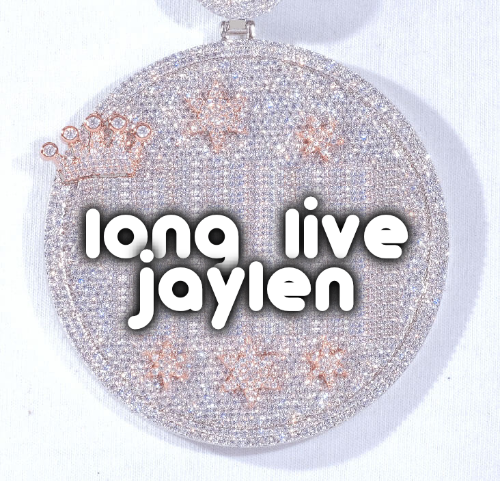 CUSTOM LETTER NECKLACE 3D BIG CROWN DISC