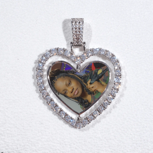 3D Spinning 2-Faced Heart Custom Picture Pendant