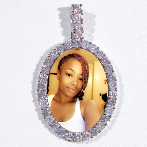 Large 3D Oval Custom Picture Pendant