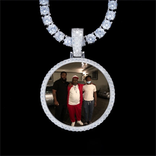 925S & VVS Moissanite 3D Circle Custom Picture Pendant