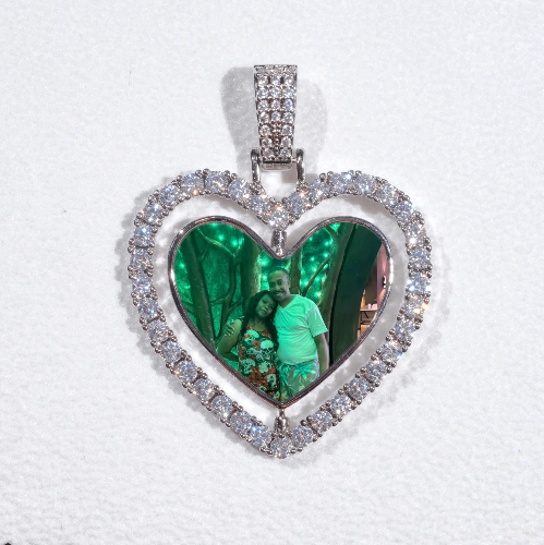 3D Spinning 2-Faced Heart Custom Picture Pendant